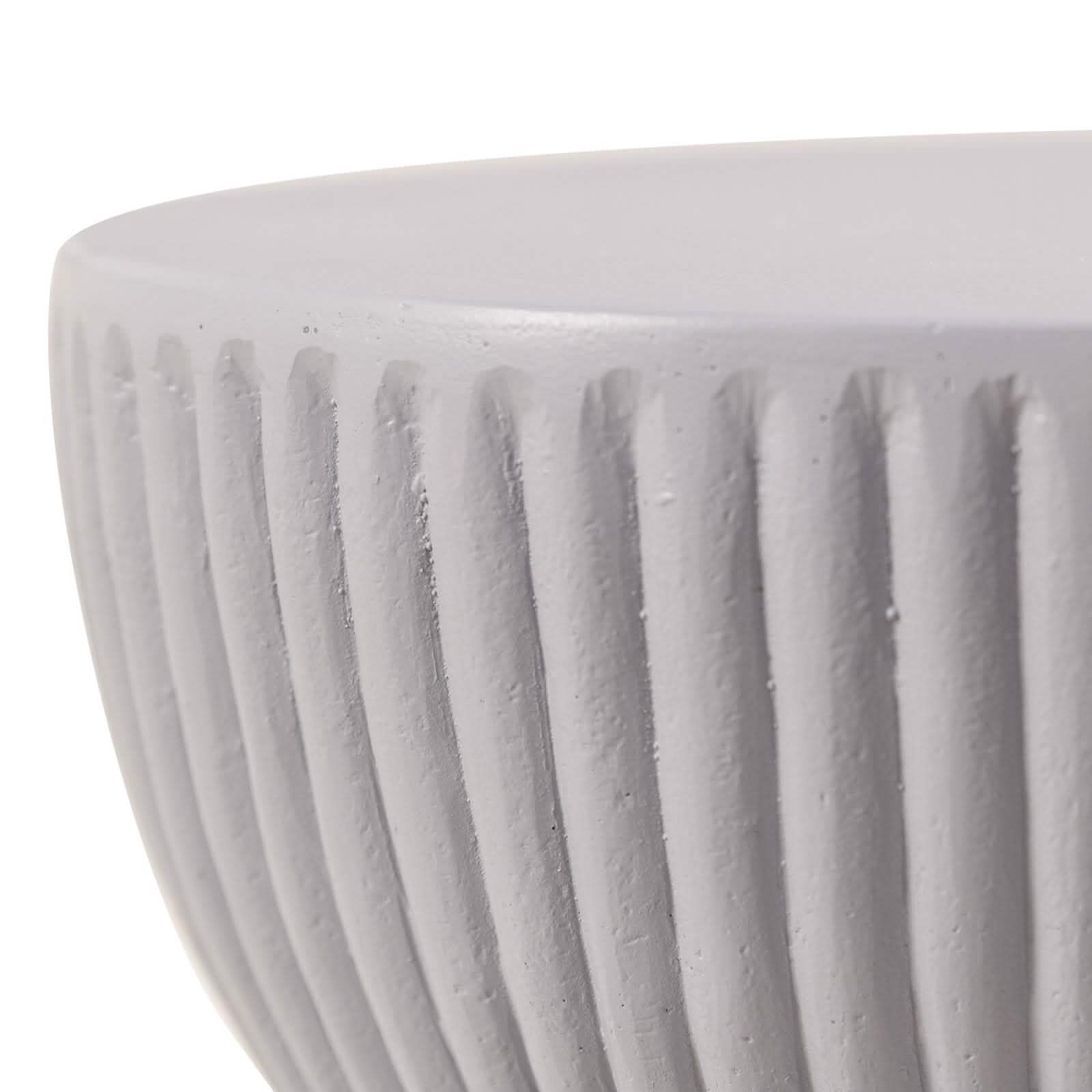 Spire 15" Wide Round Side Fiberstone Table With Hourglass Design Grey Side Table Leisuremod