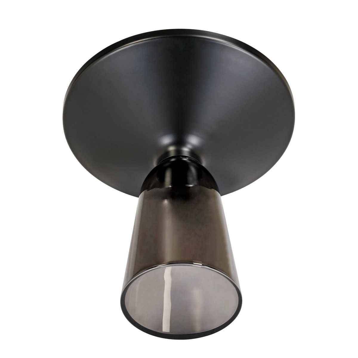 Tully 19-Inch Round Glass/Stone Side Table with Iron Rim Frame and Glass Base Black Stone Grey Black Stone Side Table Leisuremod