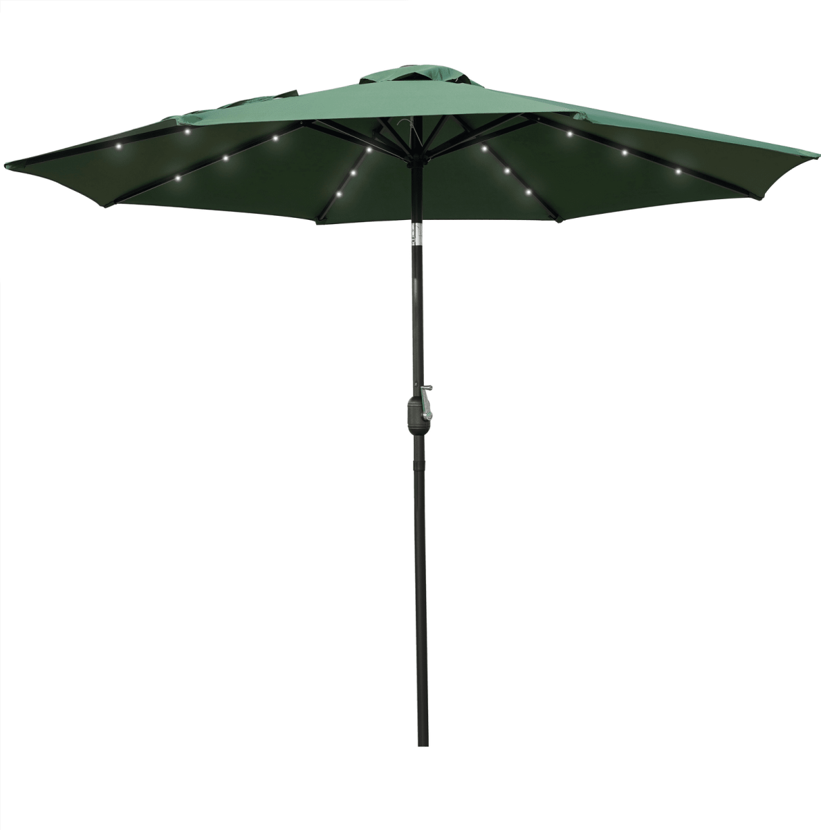 Sierra 9' Outdoor Patio Tilt Market Umbrella with Solar LED Lights Cream Leisuremod