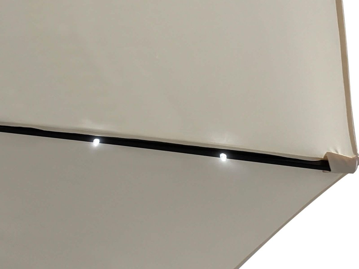 Sierra 9' Outdoor Patio Tilt Market Umbrella with Solar LED Lights Cream Leisuremod