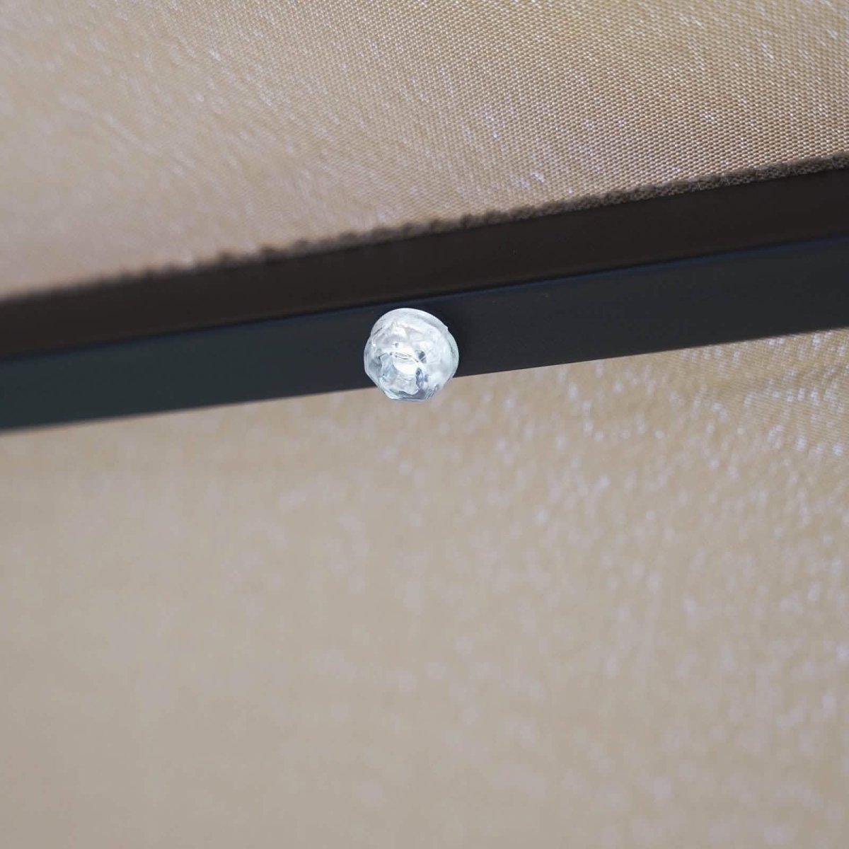 Sierra 9' Outdoor Patio Tilt Market Umbrella with Solar LED Lights Beige Leisuremod