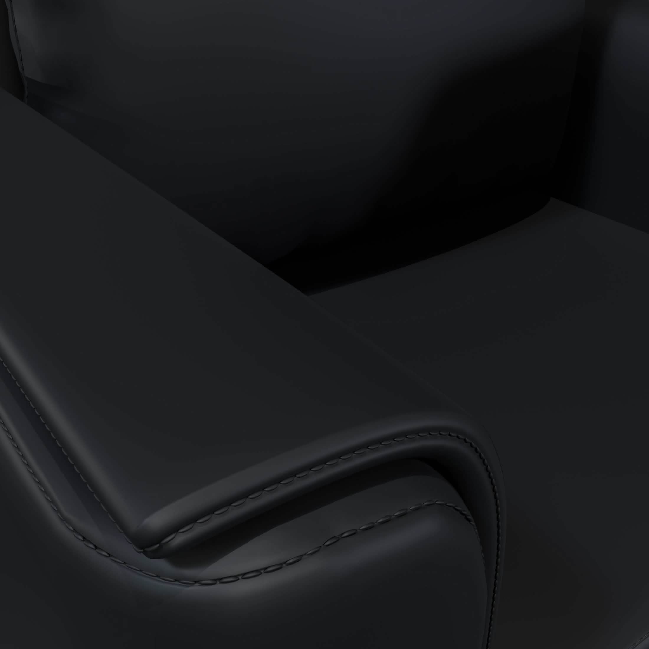Rusk Leather Single-Seater Sofa with Stainless Steel Legs and Removable Cushions Black Sofa Leisuremod