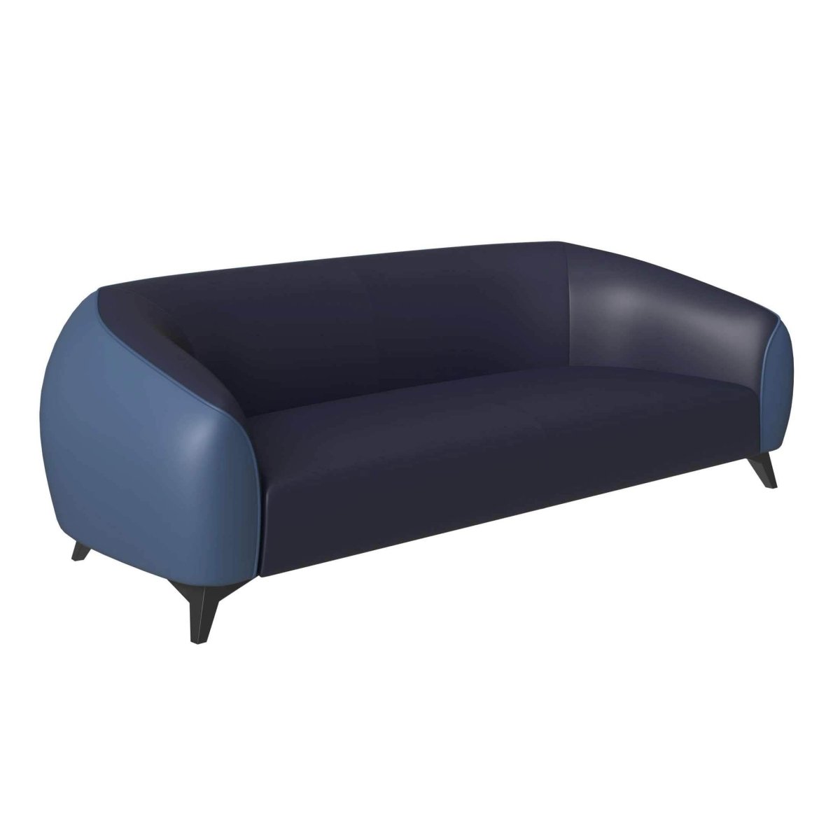 Opula 3-Seater Leather Sofa with Stainless Steel Legs Blue Sofa Leisuremod