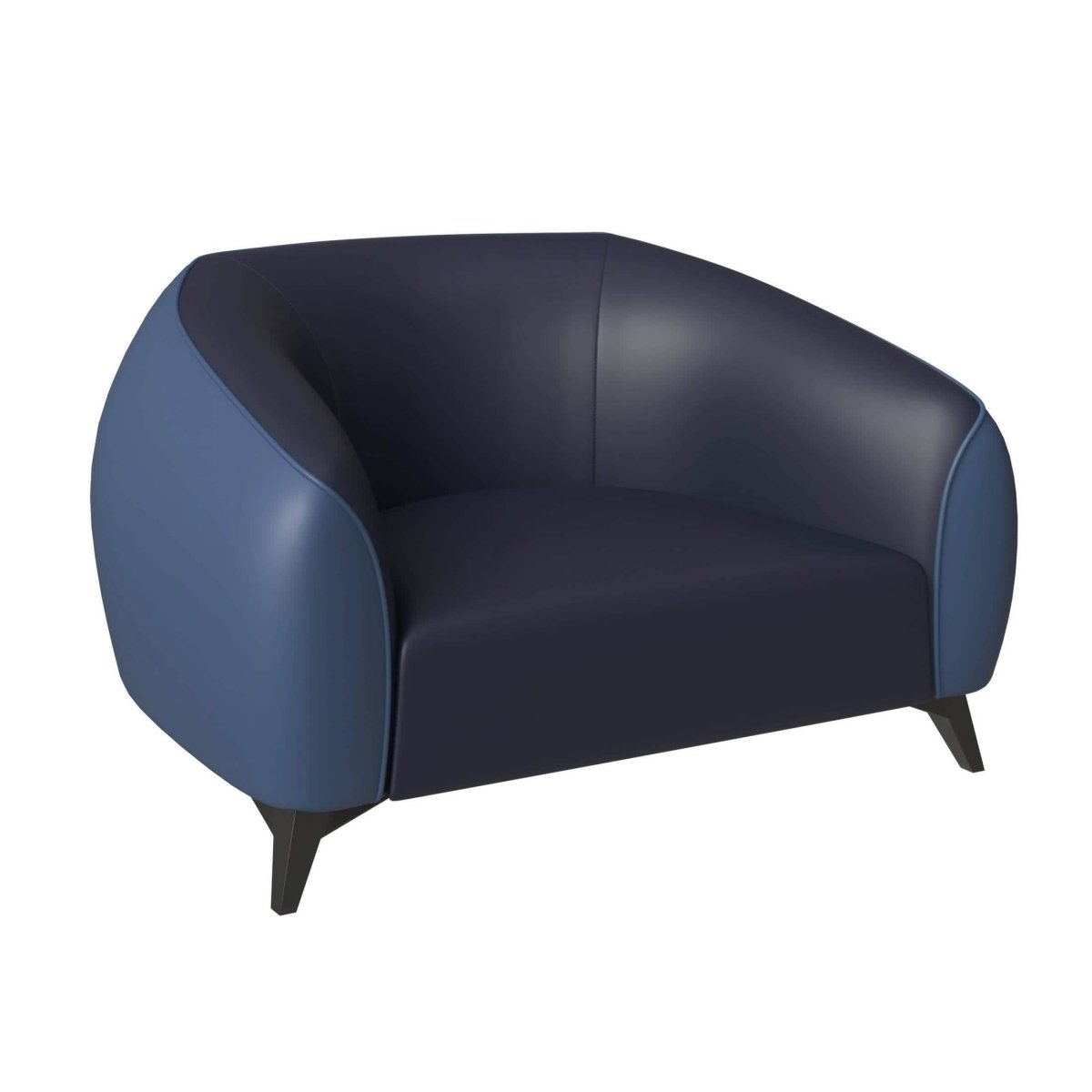 Opula Single-Seater Leather Sofa Accent Armchair with Stainless Steel Legs Blue Sofa Leisuremod