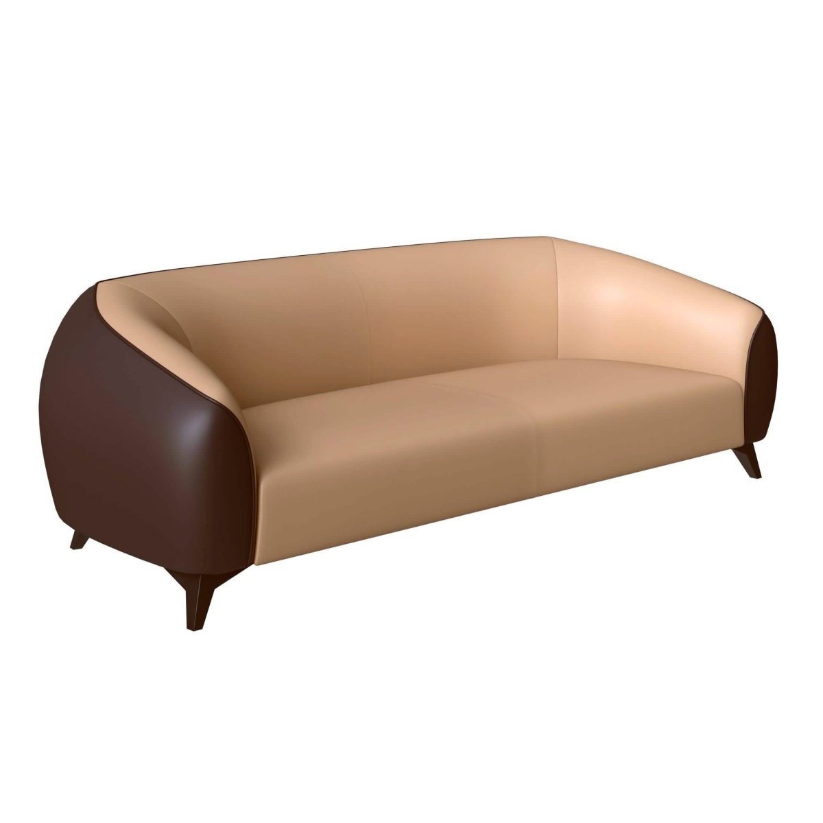 Opula 3-Seater Leather Sofa with Stainless Steel Legs Brown Sofa Leisuremod