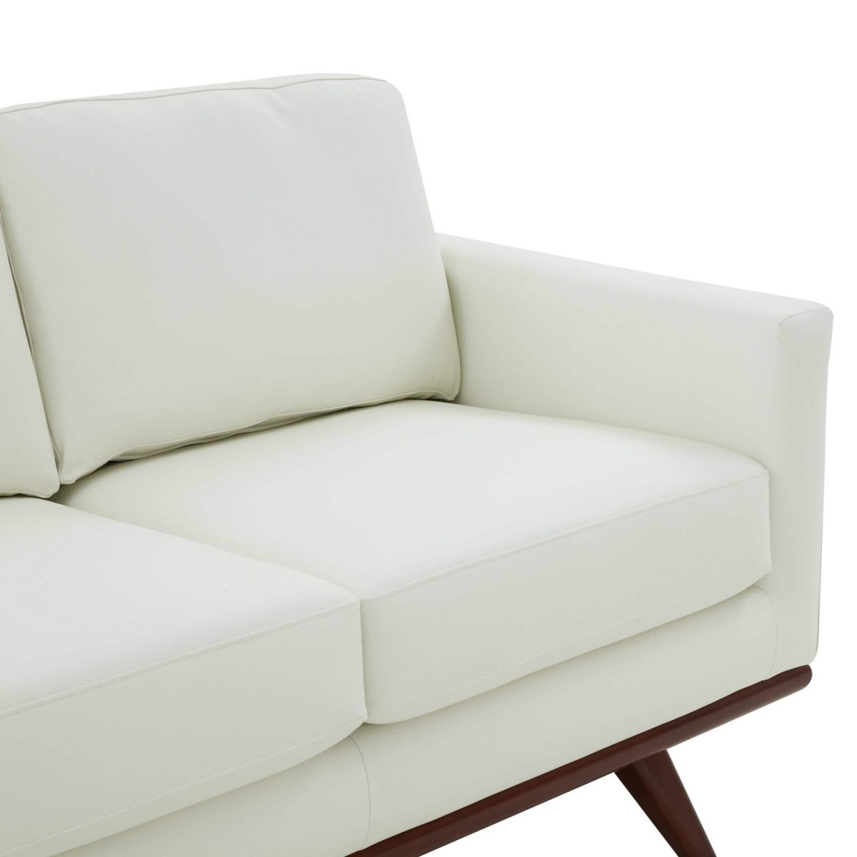 Chester 3-Seater Leather/Mesh Full Size Sofa in Birch Wood Base Leather White Sofa Leisuremod