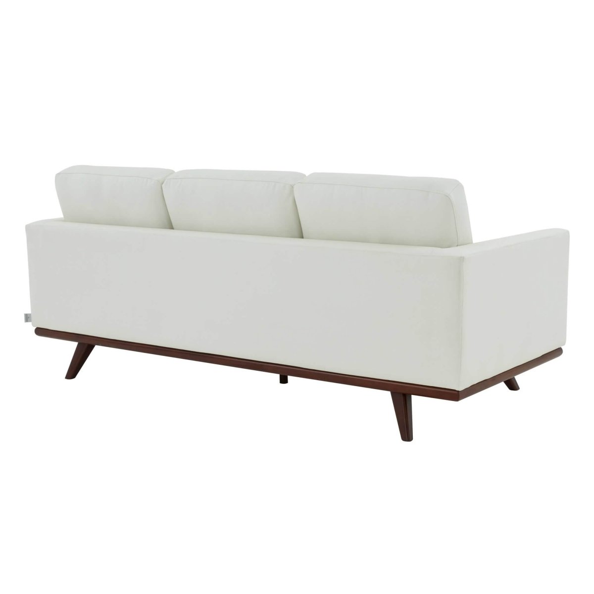 Chester 3-Seater Leather/Mesh Full Size Sofa in Birch Wood Base Leather White Sofa Leisuremod