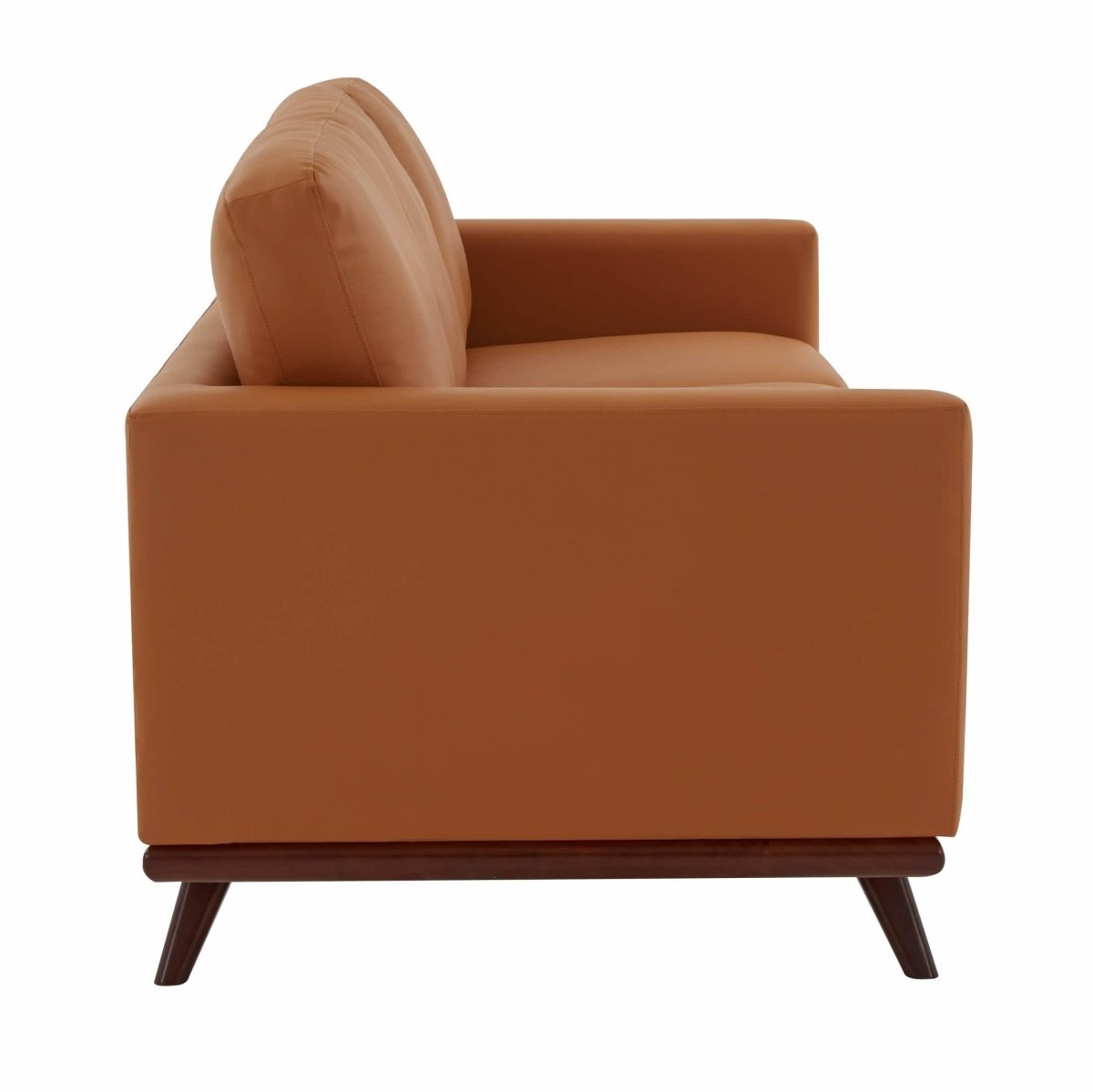Chester 3-Seater Leather/Mesh Full Size Sofa in Birch Wood Base Leather Cognac Tan Sofa Leisuremod