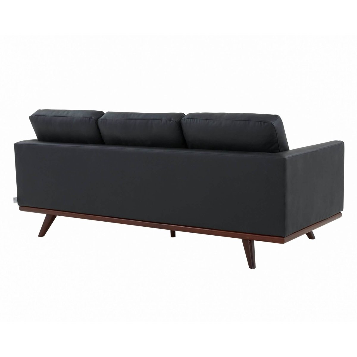 Chester 3-Seater Leather/Mesh Full Size Sofa in Birch Wood Base Leather Black Sofa Leisuremod