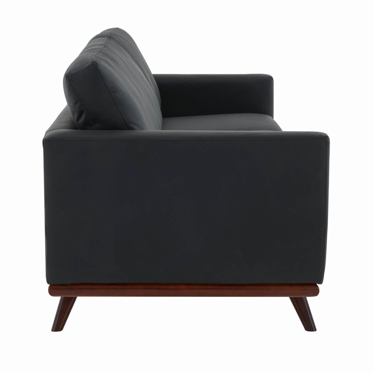 Chester 3-Seater Leather/Mesh Full Size Sofa in Birch Wood Base Leather Black Sofa Leisuremod