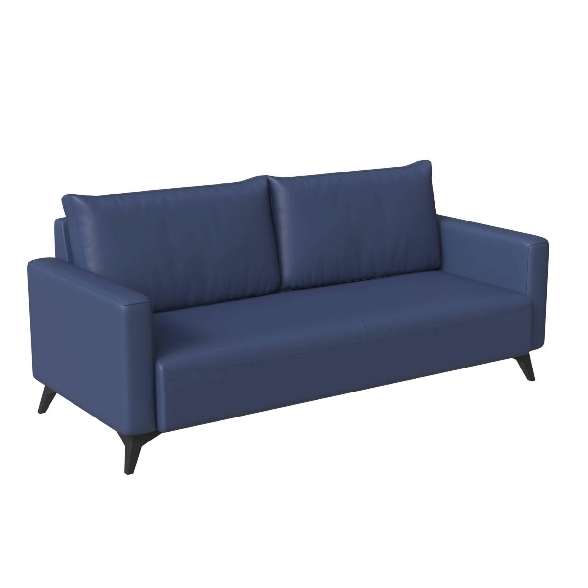Inno 3-Seater Leather Wide Sofa with Stainless Steel Legs and Removable Cushions Dark Blue Sofa Leisuremod