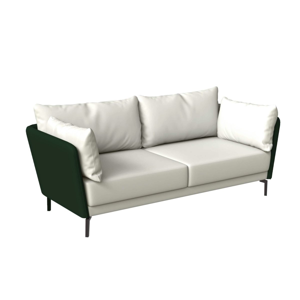 Luxify 3-Seater Leather Sofa with Stainless Steel Legs and Removable Cushions Green Sofa Leisuremod