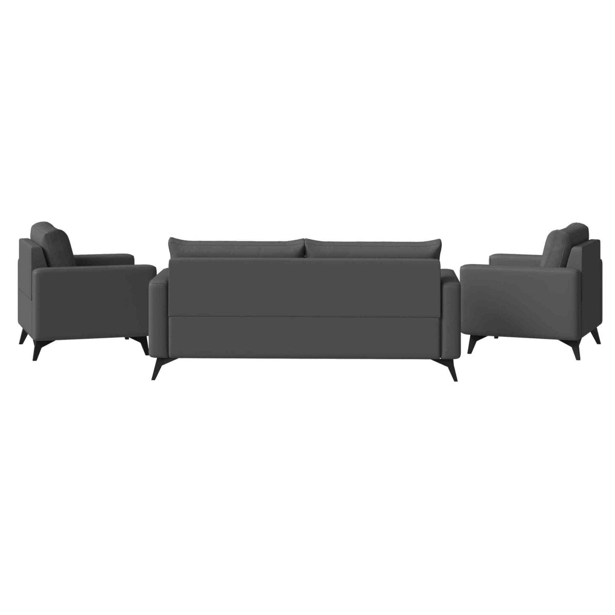 Inno 3-Piece Leather Sofa Set with 2 Single-Seater and a Three-Seater Sofa with Stainless Steel Legs Grey Sofa Leisuremod