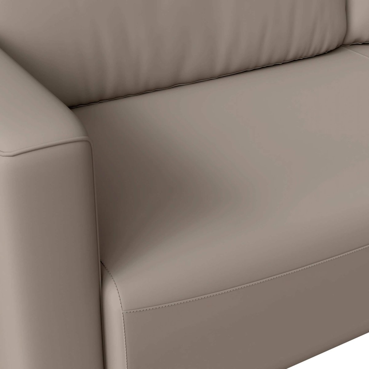 Inno 3-Seater Leather Wide Sofa with Stainless Steel Legs and Removable Cushions Taupe Sofa Leisuremod