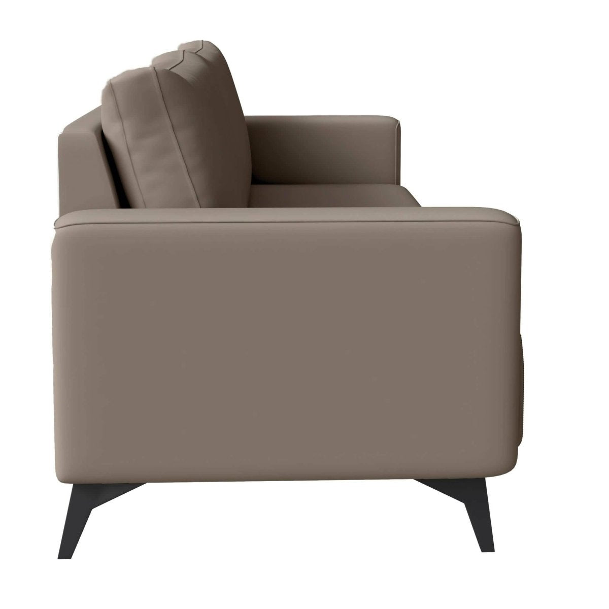 Inno 3-Seater Leather Wide Sofa with Stainless Steel Legs and Removable Cushions Taupe Sofa Leisuremod