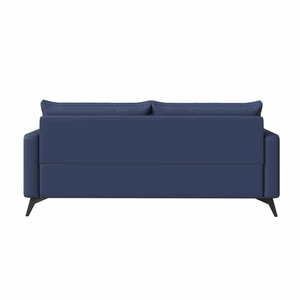 Inno 3-Seater Leather Wide Sofa with Stainless Steel Legs and Removable Cushions Dark Blue Sofa Leisuremod