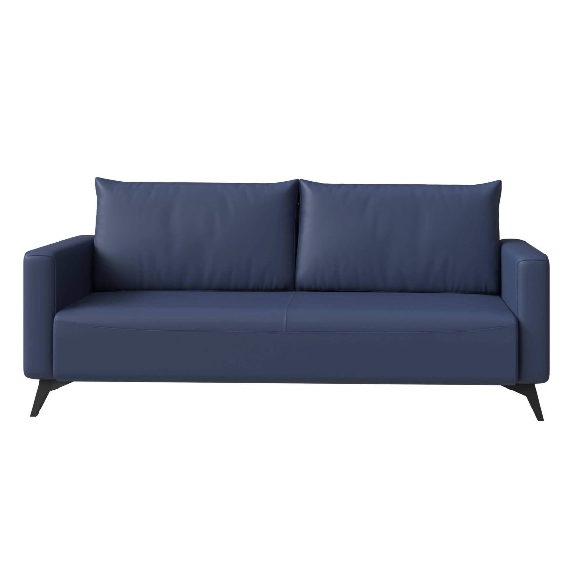 Inno 3-Seater Leather Wide Sofa with Stainless Steel Legs and Removable Cushions Dark Blue Sofa Leisuremod
