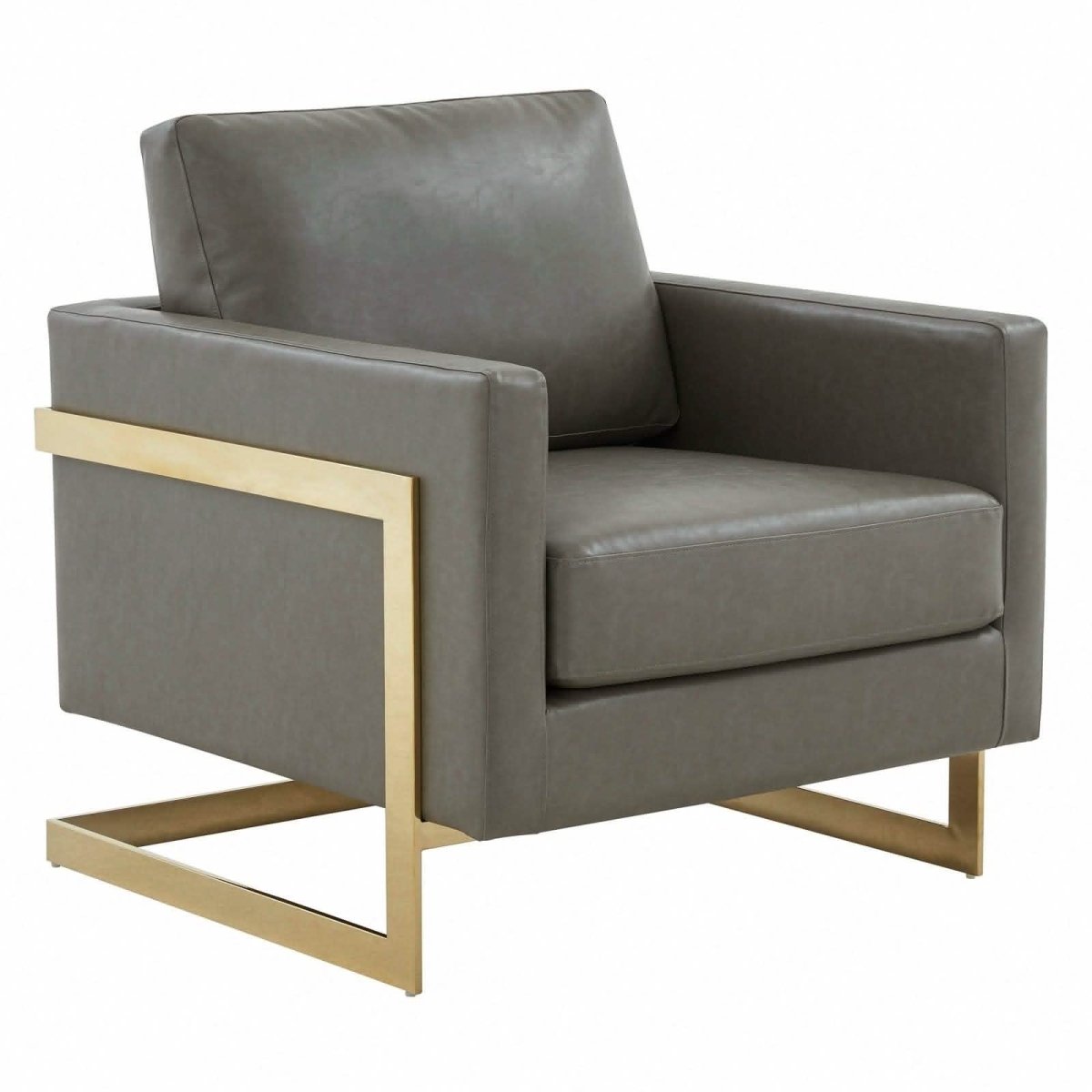 Leisuremod Sofa Leather / Gold / Grey Lincoln Modern Upholstered in Fabric Accent Armchair With Gold/Black/White Metal Frame