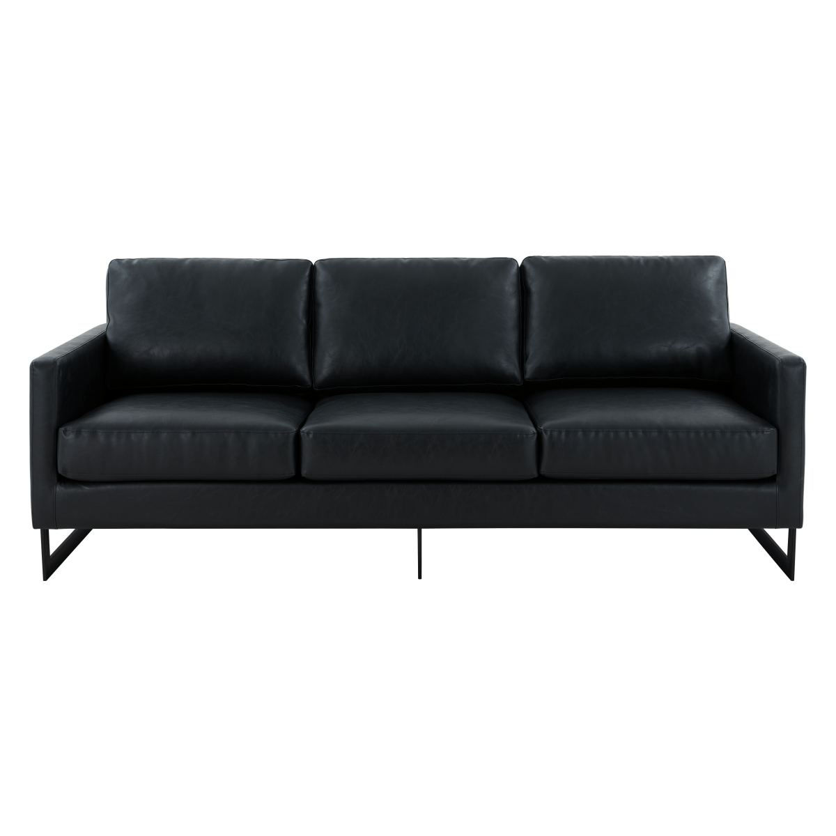 LeisureMod Sofa Lincoln 3-Seater Sofa Upholstered in Velvet/Leather with Black/Silver/Gold Steel Base
