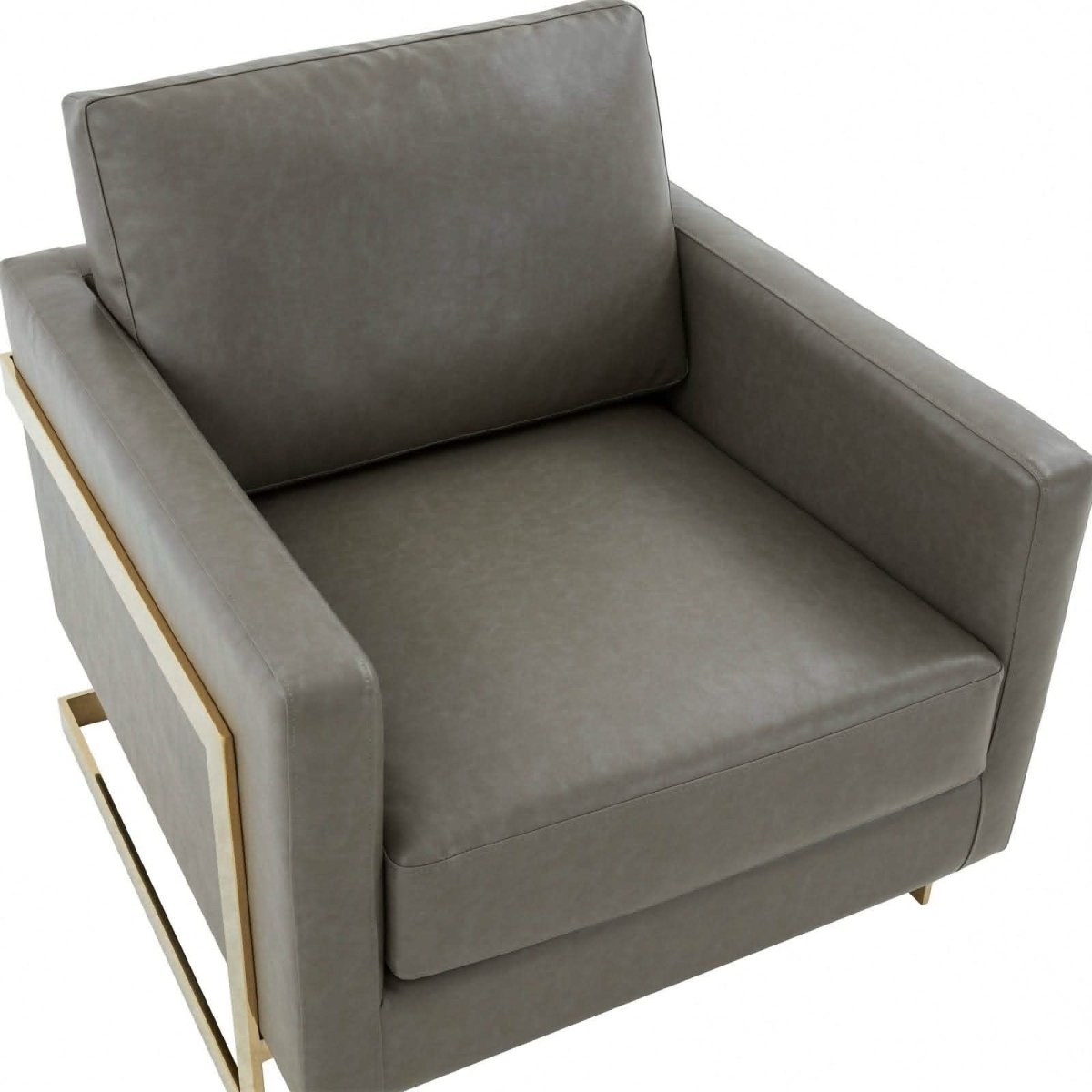 Leisuremod Sofa Lincoln Modern Upholstered in Fabric Accent Armchair With Gold/Black/White Metal Frame
