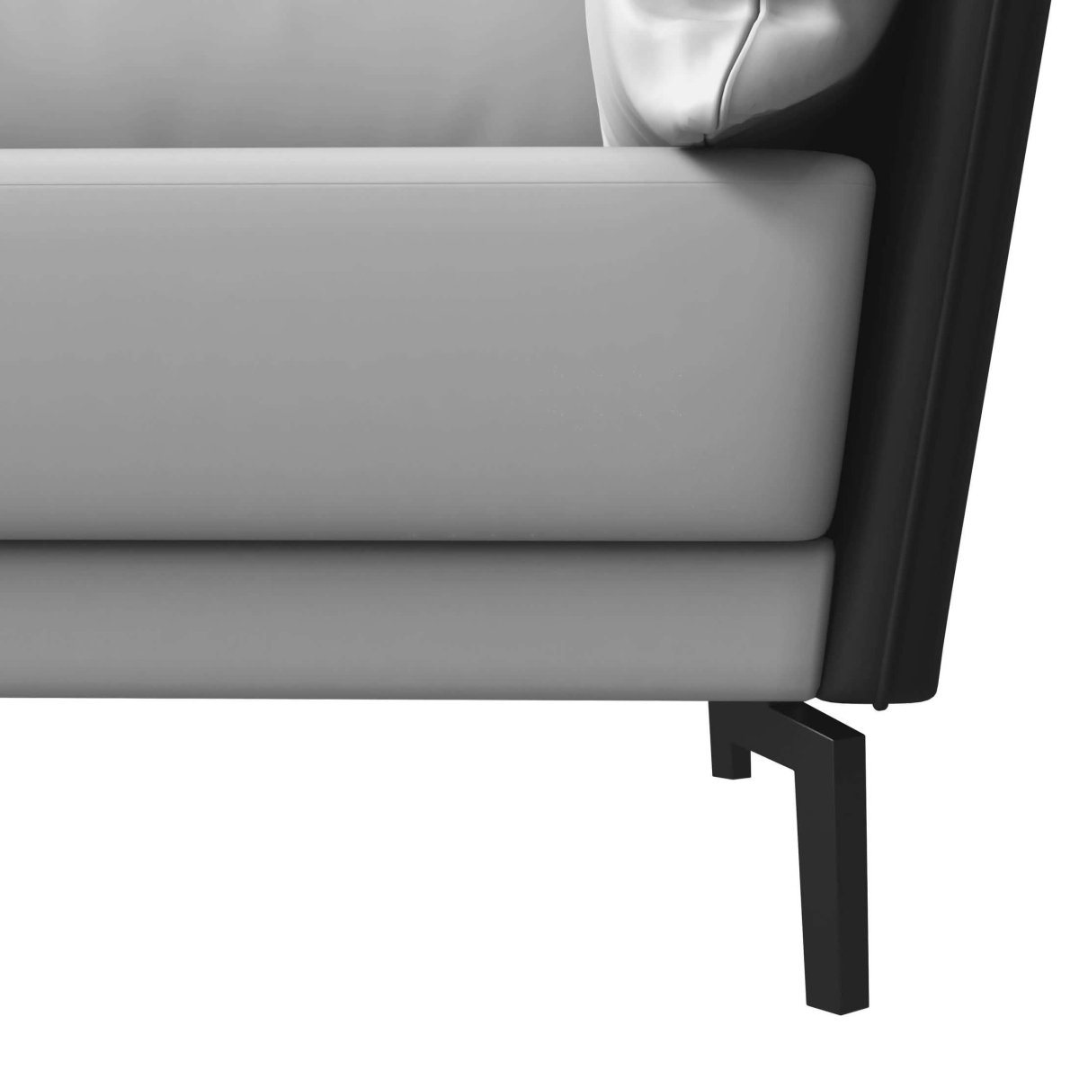 Luxify 3-Seater Leather Sofa with Stainless Steel Legs and Removable Cushions Black Grey Sofa Leisuremod