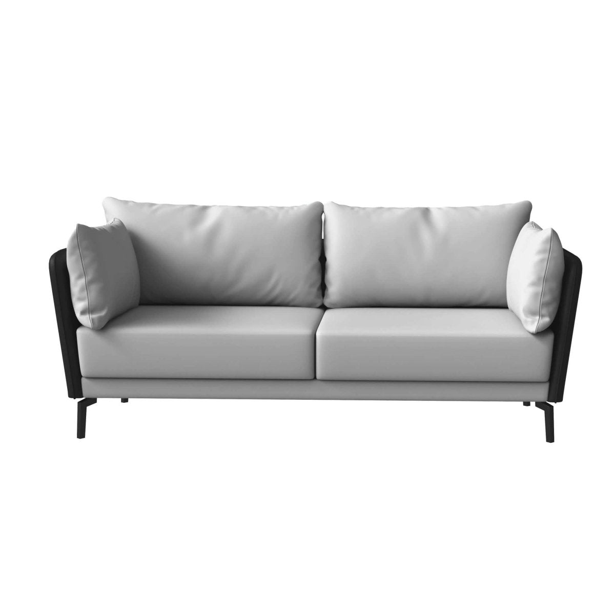 Luxify 3-Seater Leather Sofa with Stainless Steel Legs and Removable Cushions Black Grey Sofa Leisuremod