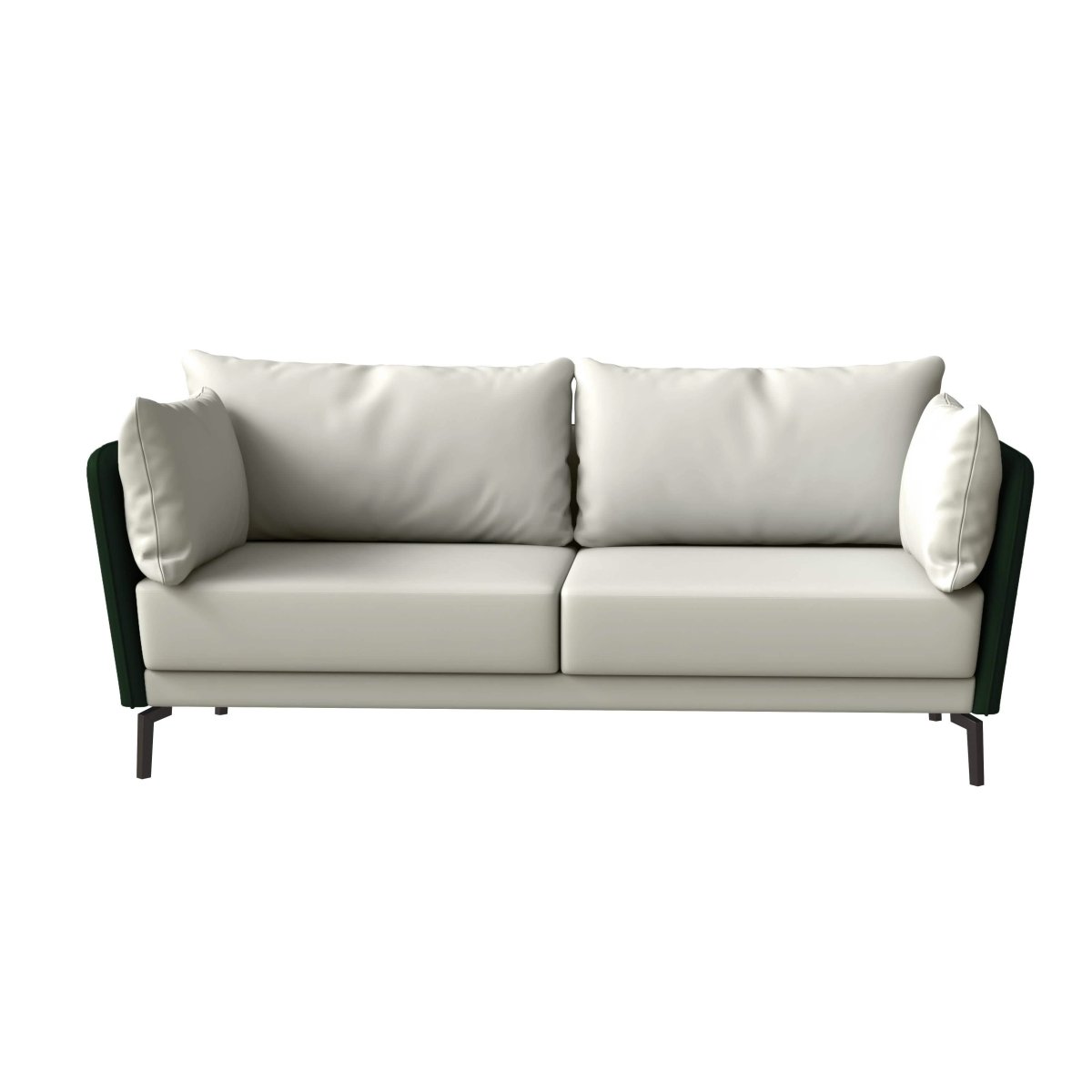 Luxify 3-Seater Leather Sofa with Stainless Steel Legs and Removable Cushions Green Sofa Leisuremod
