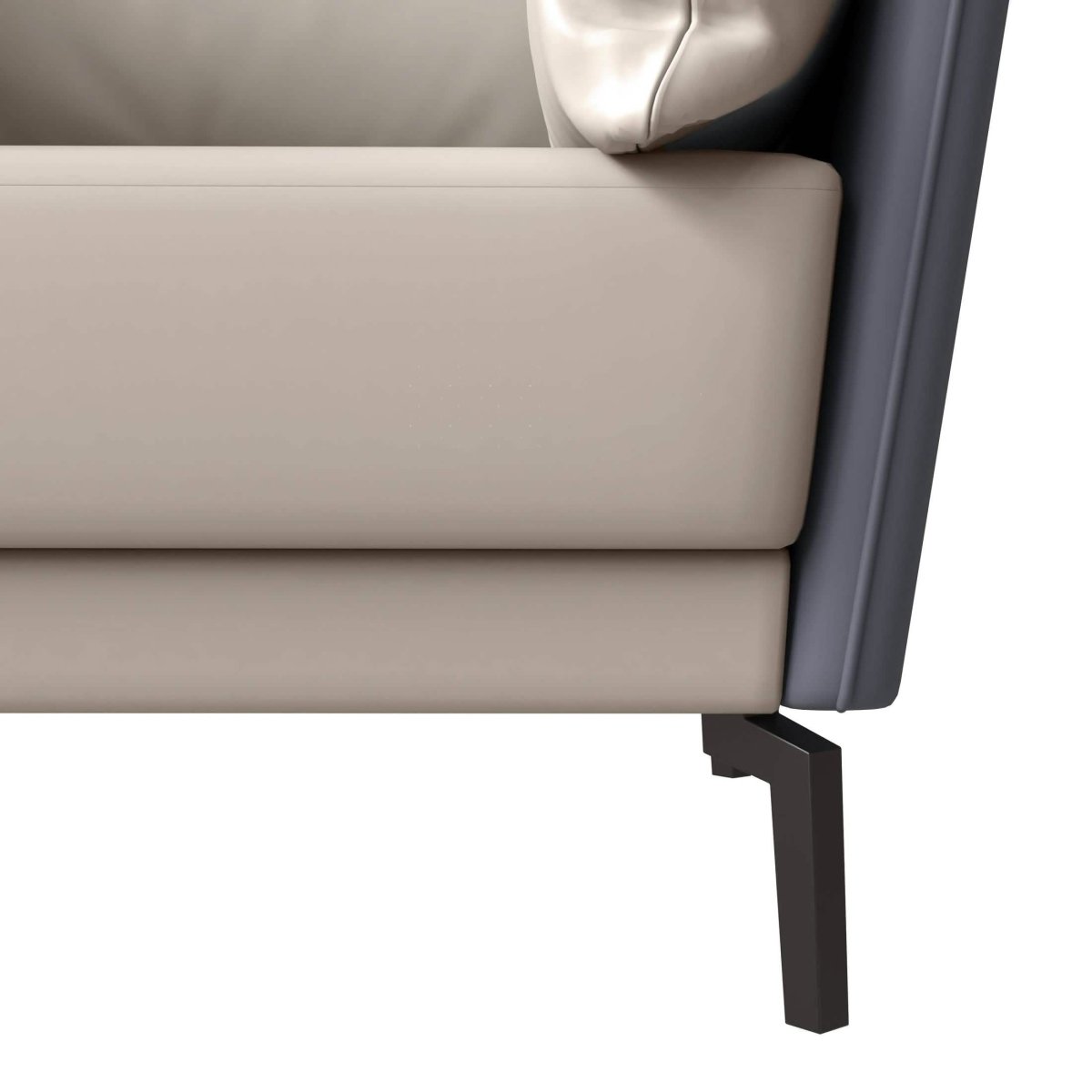Luxify Single-Seater Leather Sofa Accent Armchair with Stainless Steel Legs and Removable Cushions Grey Sofa Leisuremod