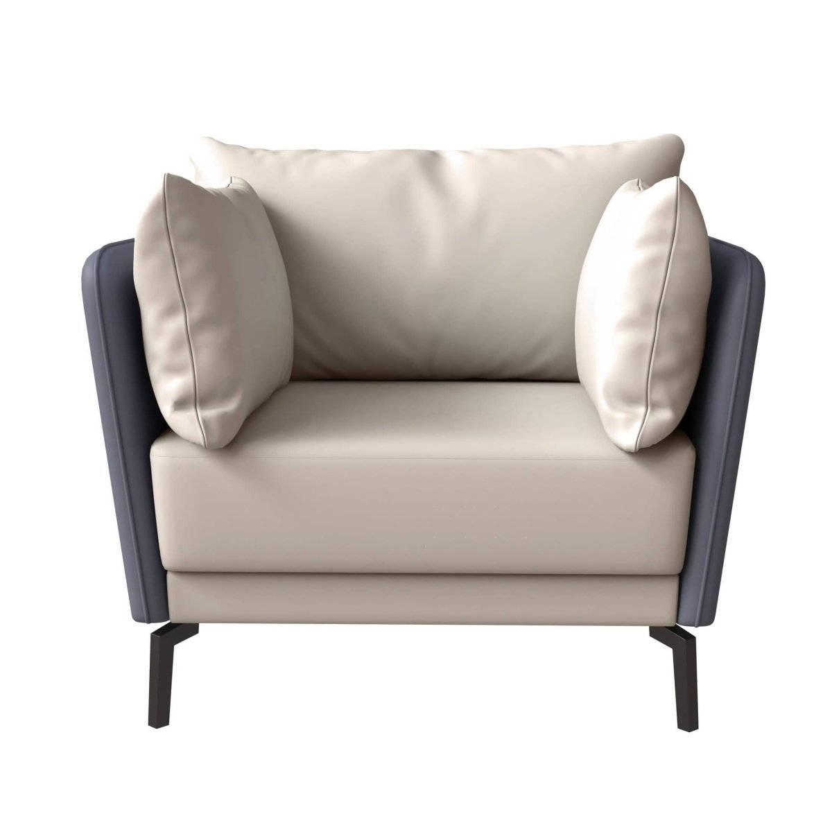 Luxify Single-Seater Leather Sofa Accent Armchair with Stainless Steel Legs and Removable Cushions Grey Sofa Leisuremod