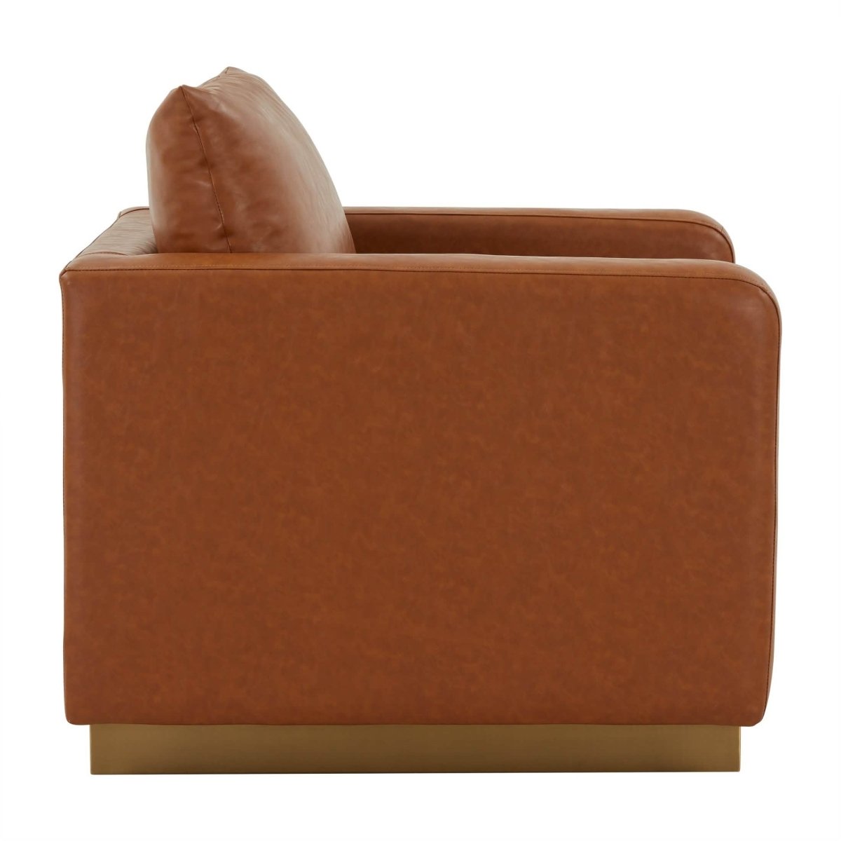 Nervo Upholstered in Velvet/Leather Singe-Seater Sofa with Gold Base Velvet Light Grey Sofa Leisuremod