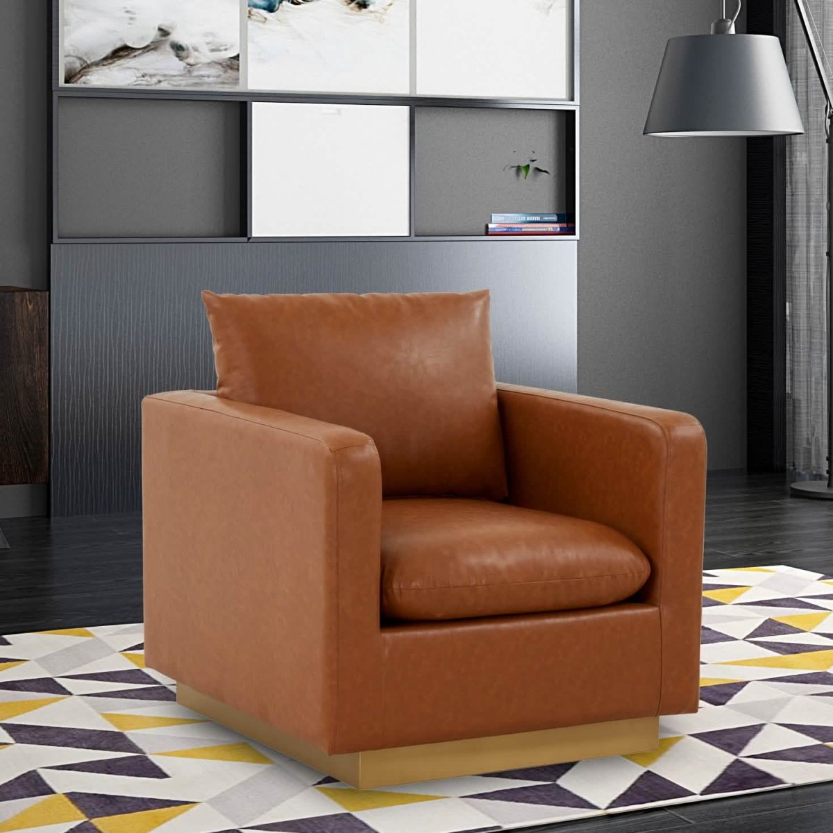 Nervo Upholstered in Velvet/Leather Singe-Seater Sofa with Gold Base Velvet Light Grey Sofa Leisuremod