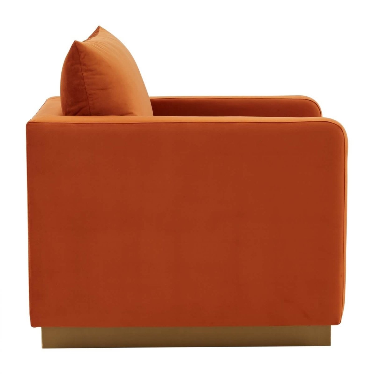 Nervo Upholstered in Velvet/Leather Singe-Seater Sofa with Gold Base Velvet Light Grey Sofa Leisuremod