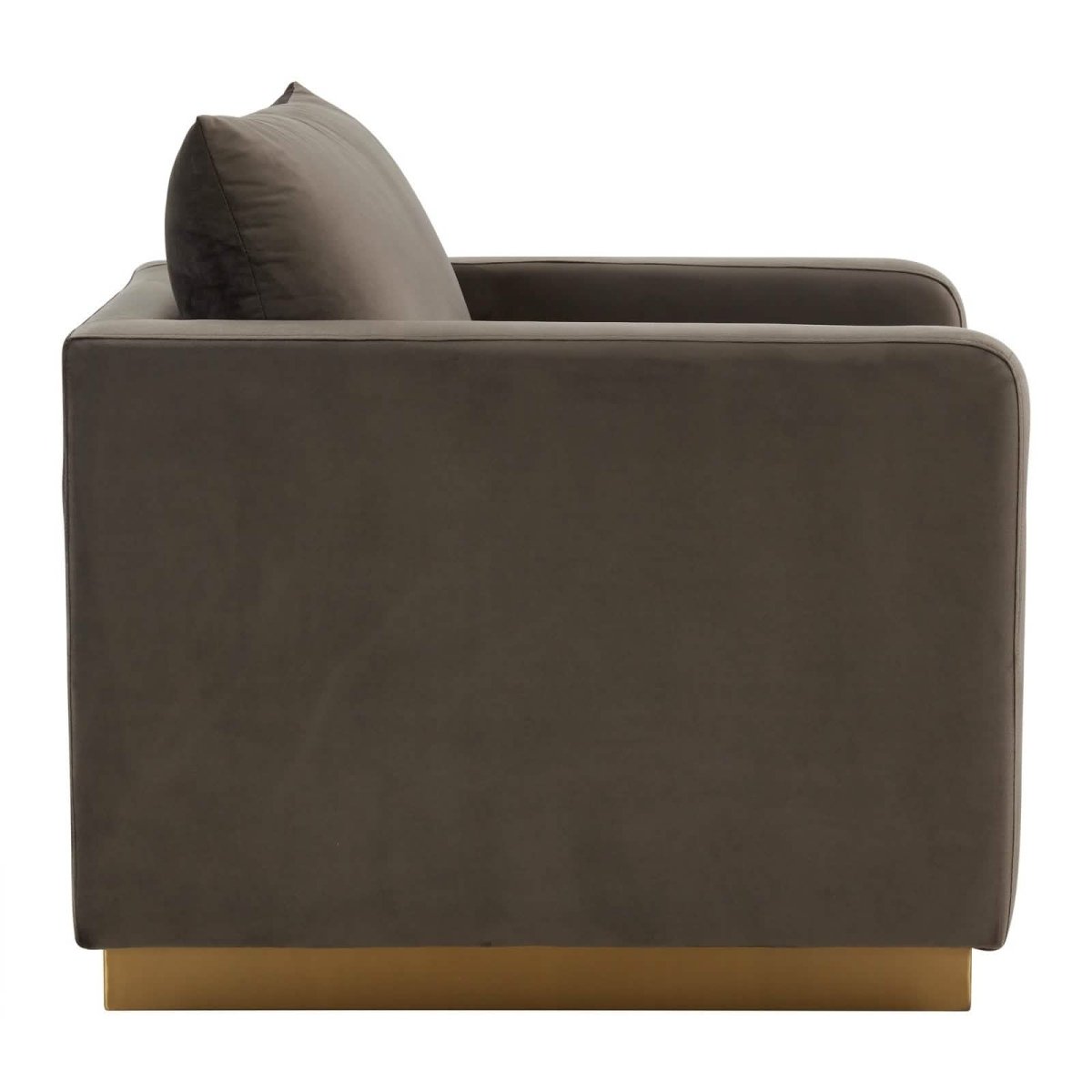 Nervo Upholstered in Velvet/Leather Singe-Seater Sofa with Gold Base Velvet Midnight Black Sofa Leisuremod