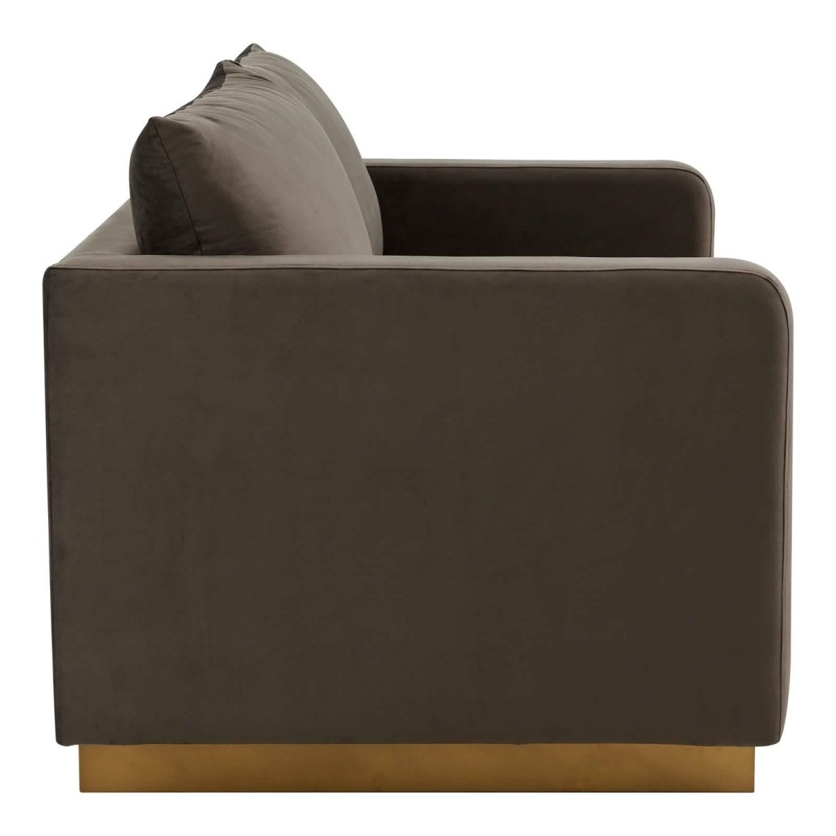 Nervo Upholstered Velvet/Leather Loveseat with Gold Stainless Steel Base Velvet Midnight Black Sofa Leisuremod