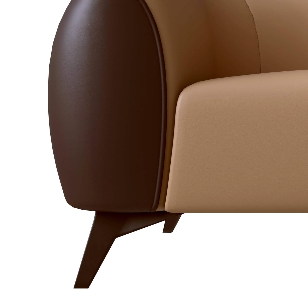 Opula 3-Seater Leather Sofa with Stainless Steel Legs Brown Sofa Leisuremod