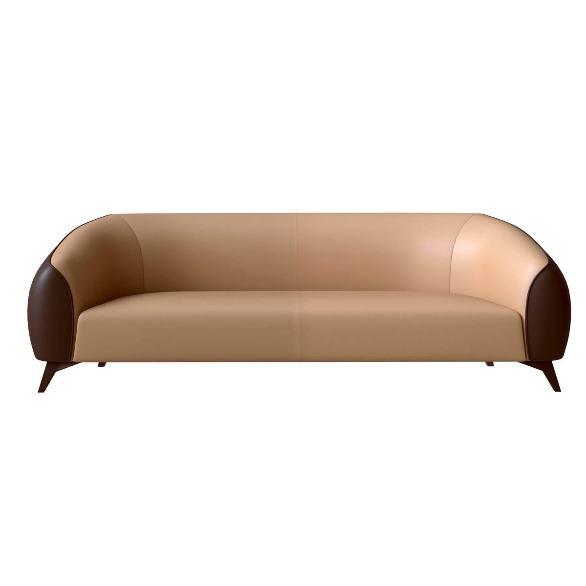 Opula 3-Seater Leather Sofa with Stainless Steel Legs Brown Sofa Leisuremod