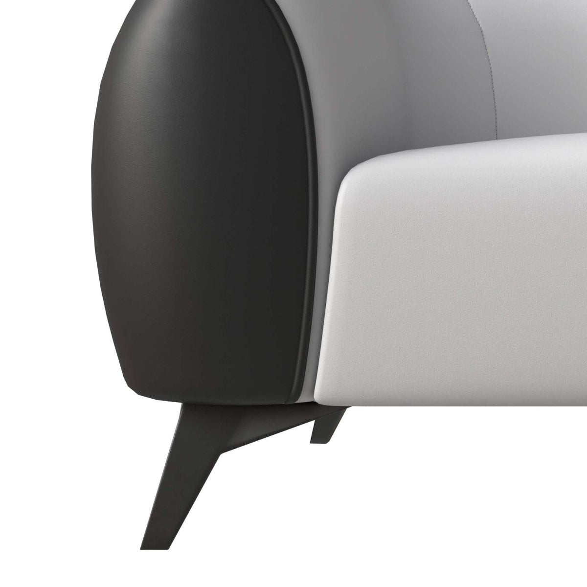 Opula 3-Seater Leather Sofa with Stainless Steel Legs Black White Sofa Leisuremod