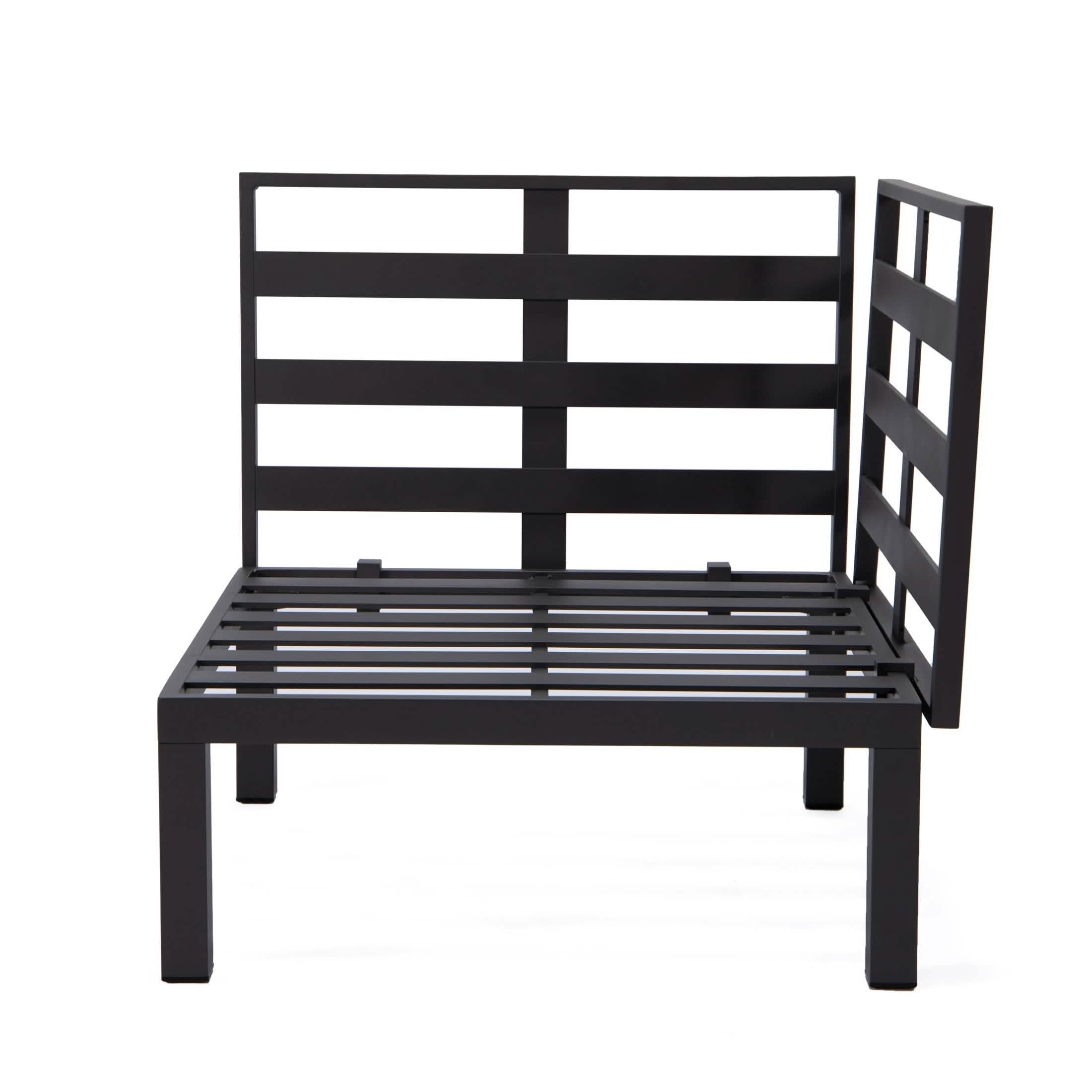 Hamilton Aluminum Patio 2-Piece Corner Seat With Cushions Light Grey Sofa Set Leisuremod