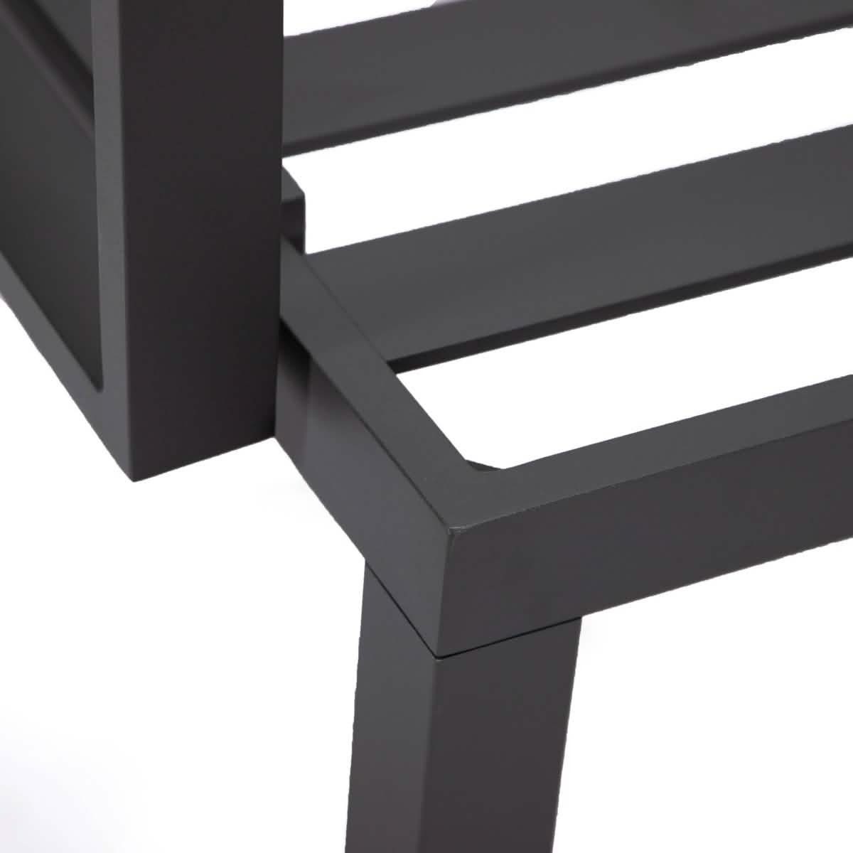 Hamilton Aluminum Patio 2-Piece Corner Seat With Cushions Black Sofa Set Leisuremod