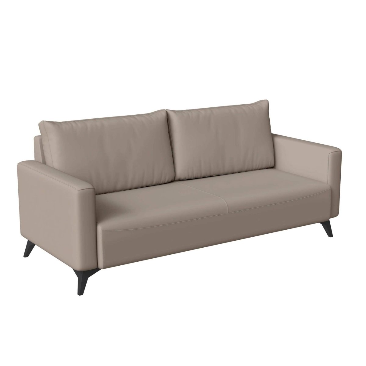 Inno 3-Seater Leather Wide Sofa with Stainless Steel Legs and Removable Cushions Taupe Sofa Leisuremod
