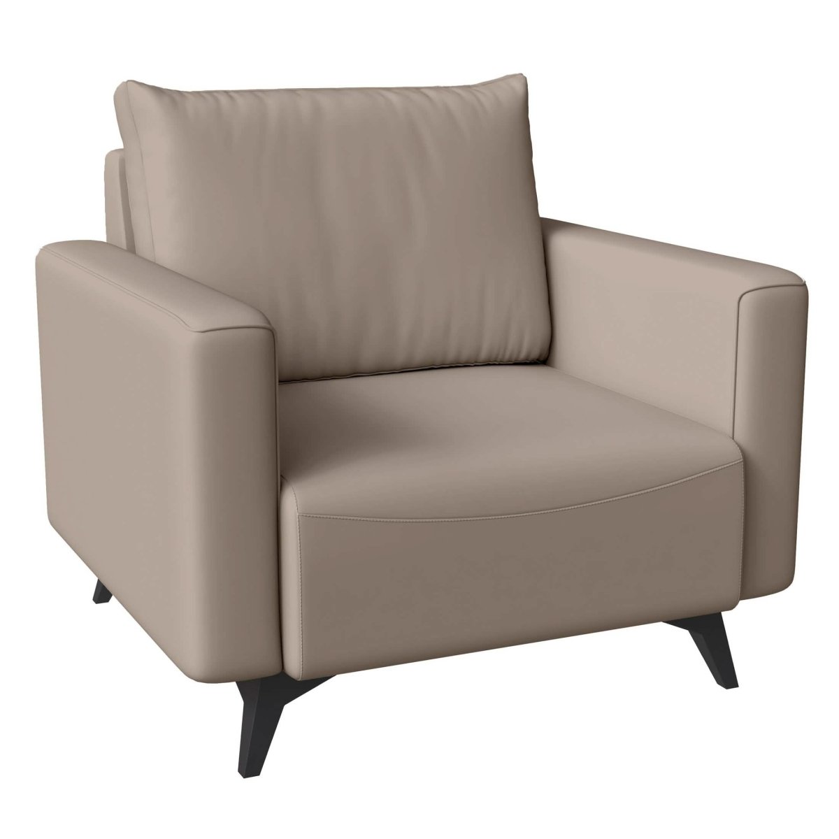 Inno Single-Seater Leather Sofa with Stainless Steel Legs and Removable Cushions Taupe Sofa Leisuremod