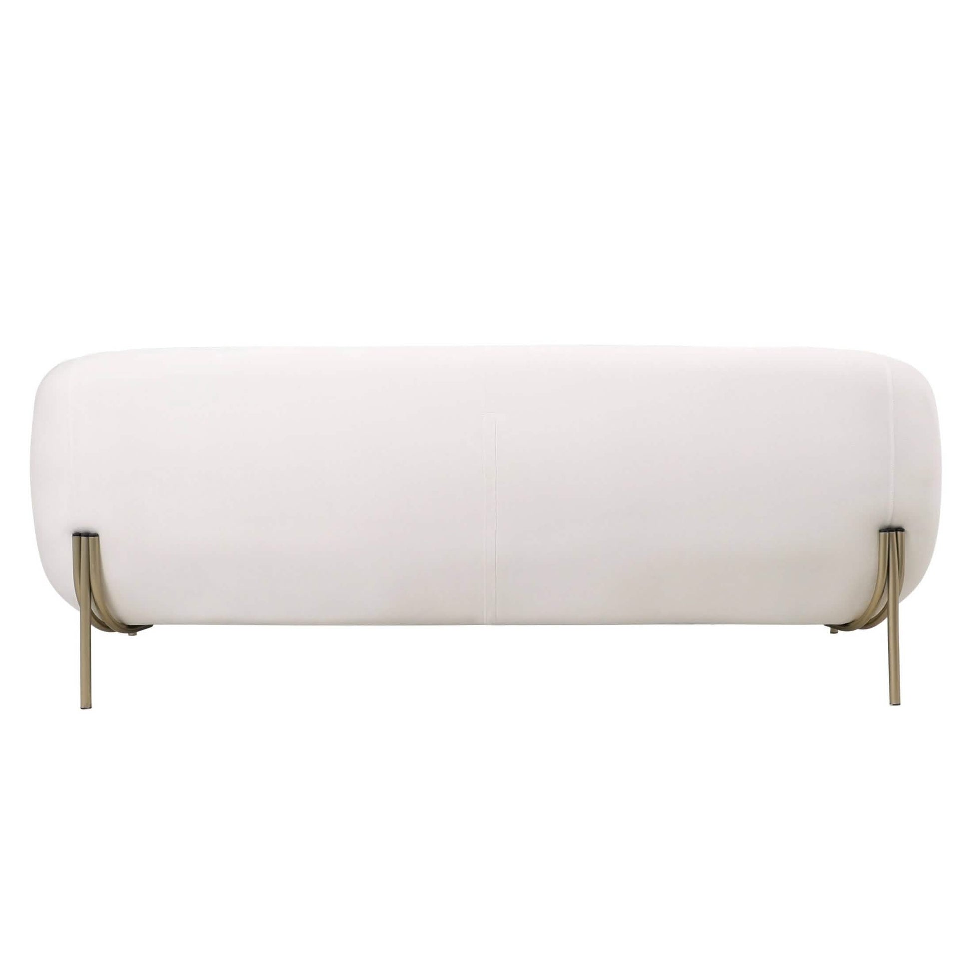 Zuno Modern Three-Seater Velvet Sofa with Gold Iron Legs White Sofa Leisuremod