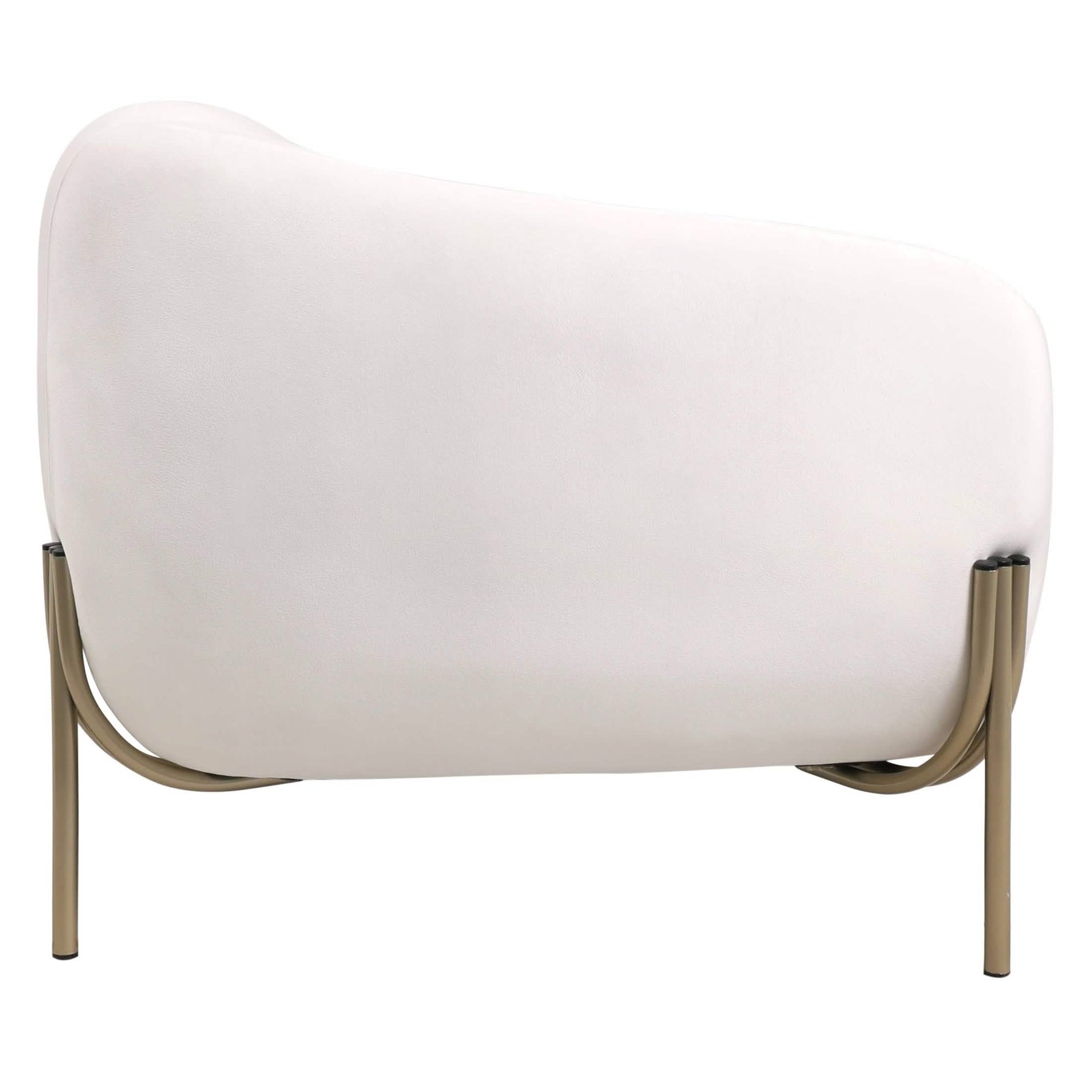 Zuno Modern Three-Seater Velvet Sofa with Gold Iron Legs White Sofa Leisuremod
