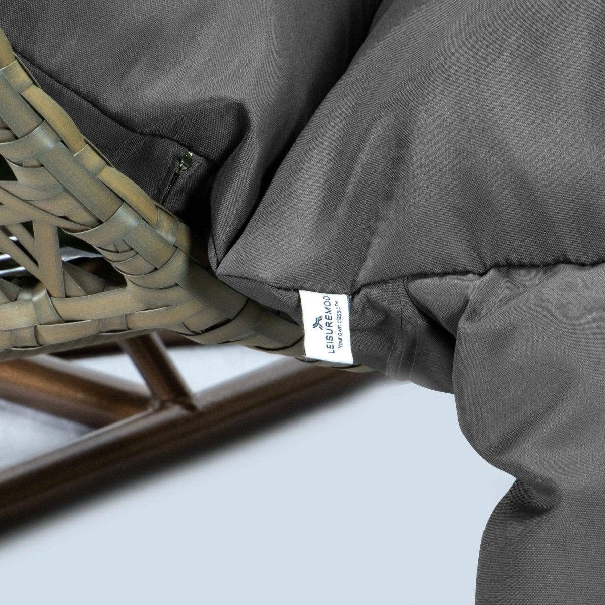 Modern Wicker Hanging Double Seater Egg Swing Chair Beige Dark Grey swing chair Leisuremod