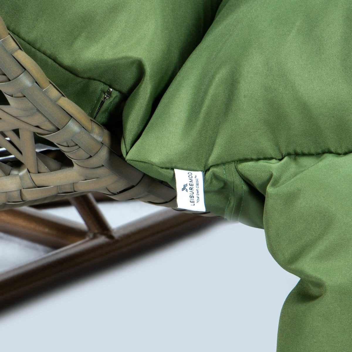 Modern Wicker Hanging Double Seater Egg Swing Chair Beige Dark Green swing chair Leisuremod