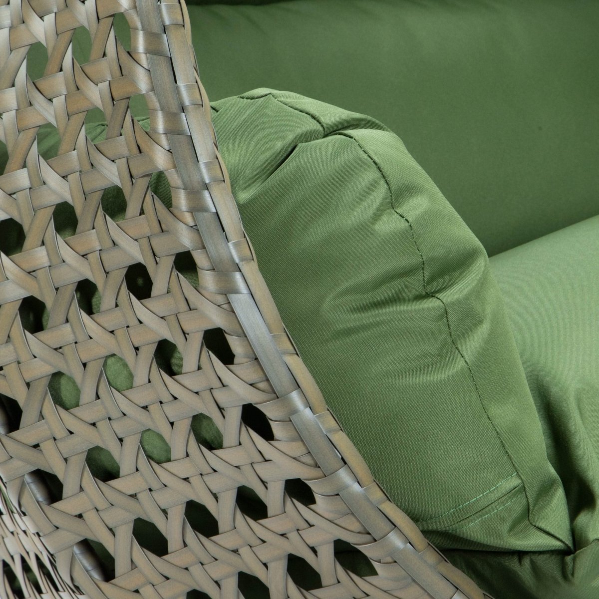 Modern Wicker Hanging Double Seater Egg Swing Chair Beige Dark Green swing chair Leisuremod