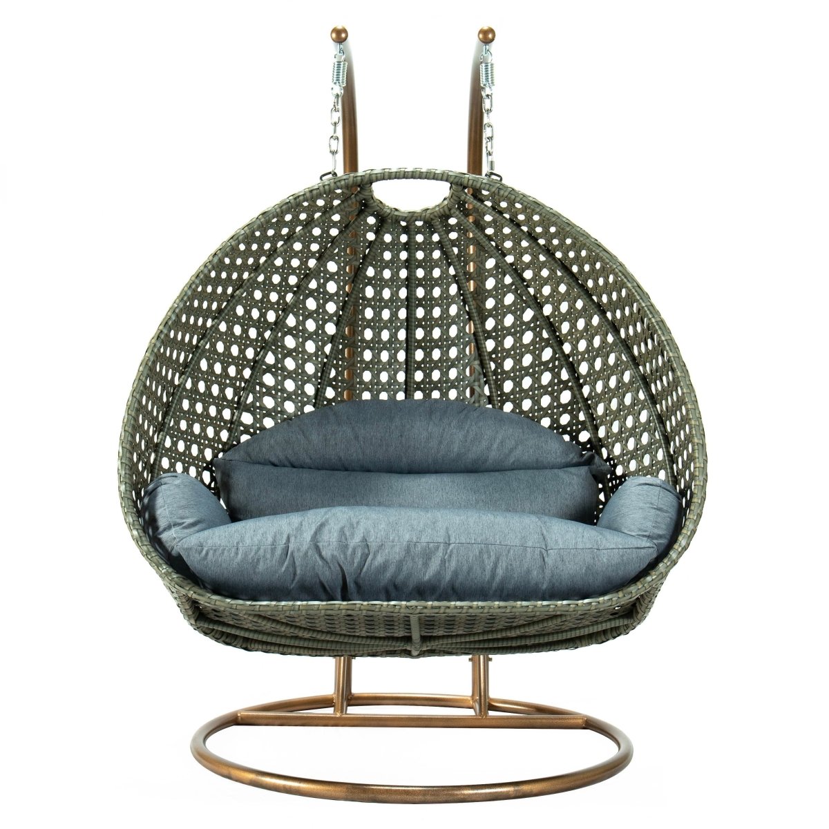 Modern Wicker Hanging Double Seater Egg Swing Chair Beige Charcoal Blue swing chair Leisuremod