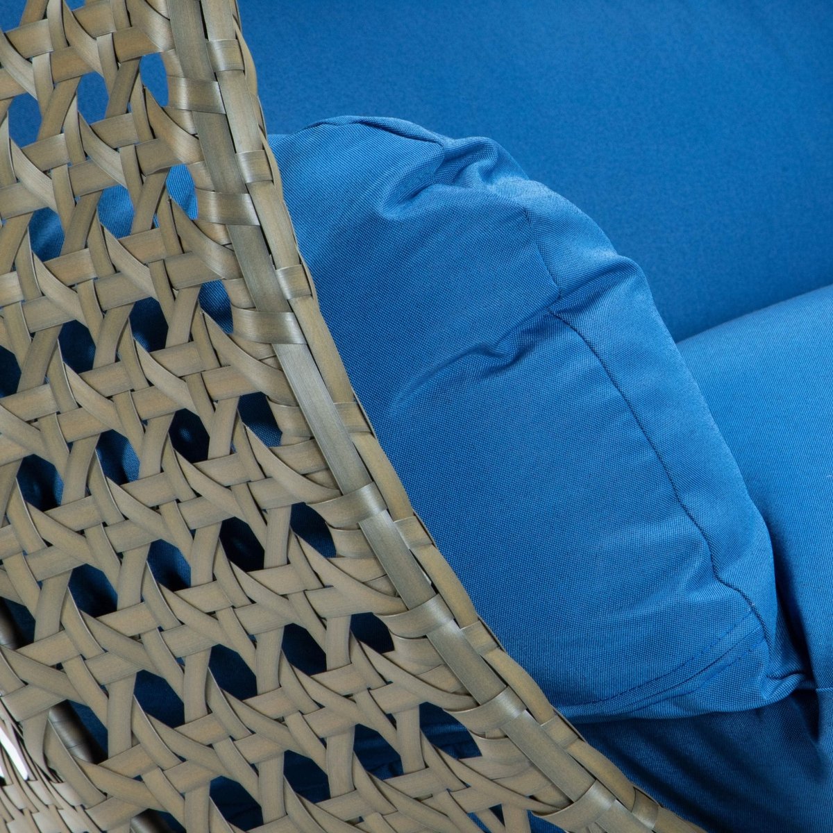 Modern Wicker Hanging Double Seater Egg Swing Chair Beige Blue swing chair Leisuremod