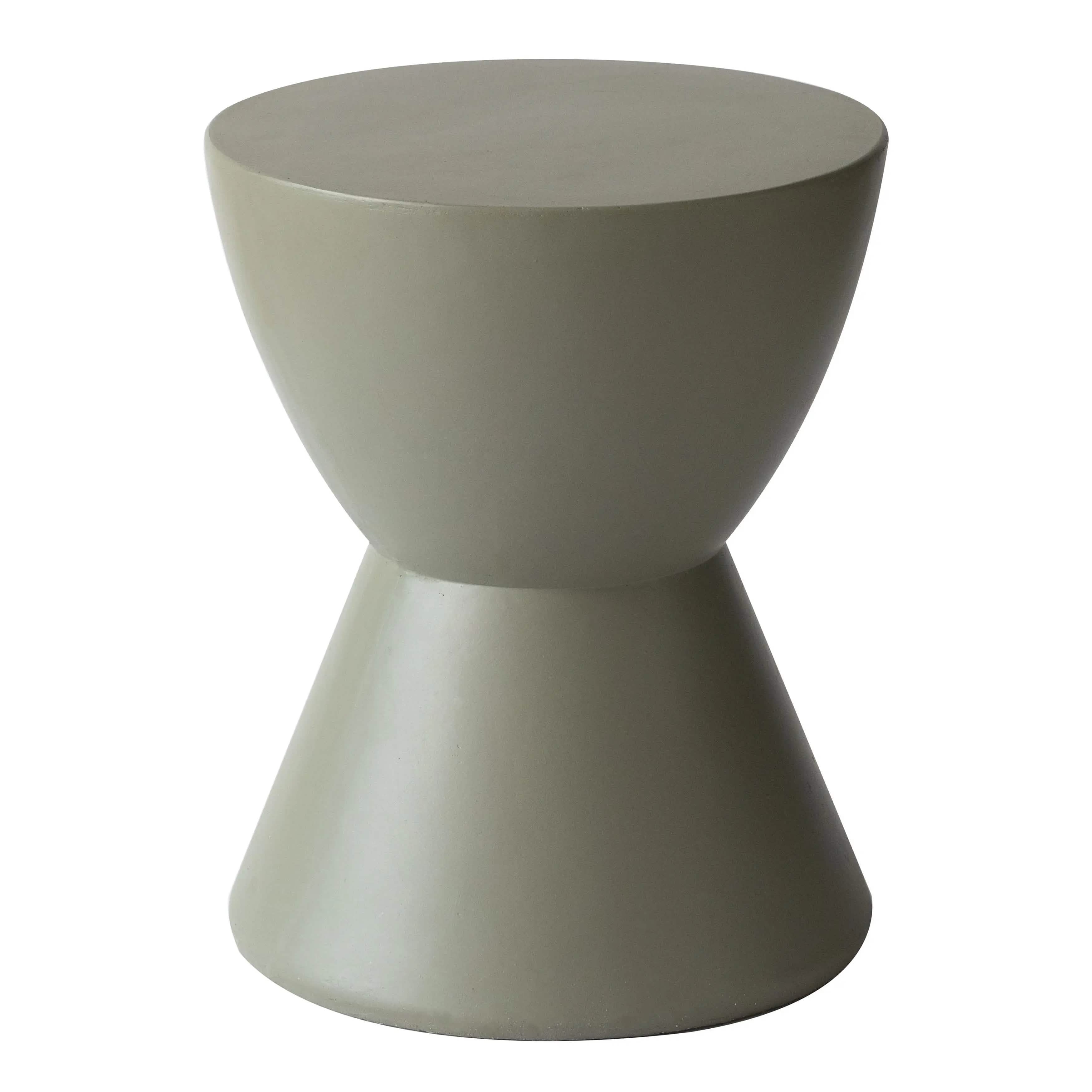 Leisuremod TABLE Loft 14" Wide Round Fiberstone Side End Table with Hourglass Design