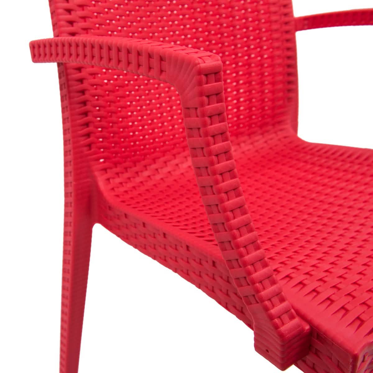 Weave Mace Indoor/Outdoor Chair (With Arms) White Leisuremod